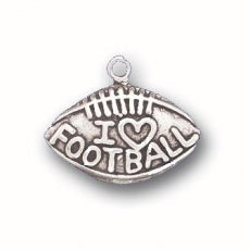 Charms. Sterling Silver, 18.4mm Width by 3.8mm Length by 15.0mm Height, "I Heart Football" Engraved on a Football Charm. Quantity Per Pack: 1 Piece.