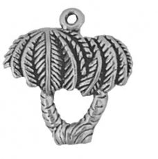 Charms. Sterling Silver, 11.3mm Width by 8.3mm Length by 25.7mm Height, Two Palm Trees Charm. Quantity Per Pack: 1 Piece.