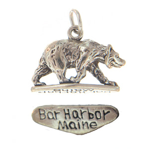 Sterling Silver, 17.7mm Width by 6.3mm Length by 17.7mm Height, "Bar Harbor Maine" Egraved underneath the Bear Charm. Quantity Per Pack: 1 Piece.