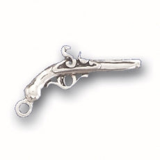 Charms. Sterling Silver, 13.1mm Width by 4.1mm Length by 22.6mm Height, Pistol Charm. Quantity Per Pack: 1 Piece.