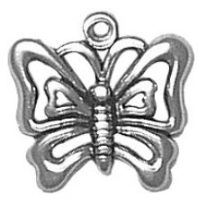 Charms. Sterling Silver, 16.9mm Width by 2.3mm Length by 16.5mm Height, Butterfly Charm. Quantity Per Pack: 1 Piece.