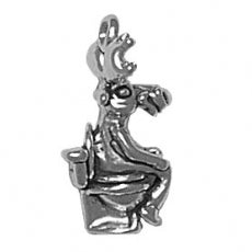 Charms. Sterling Silver, 12.2mm Width by 10.9mm Length by 20.9mm Height, Moose on Toilet Charm. Quantity Per Pack: 1 Piece.