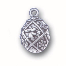 Charms. Sterling Silver, 11.3mm Width by 4.8mm Length by 16.7mm Height, Easter Egg Charm. Quantity Per Pack: 1 Piece.