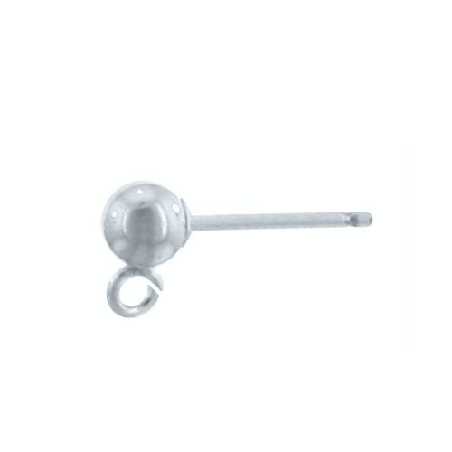 Ear Findings. Sterling Silver 3.0mm Ball Ear Post with 24.0 Gauge 2.5mm Open Ring towards the bottom. Quantity Per Pack: 20 Pieces.