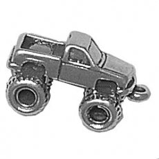 Charms. Sterling Silver, 9.8mm Width by 11.1mm Length by 19.5mm Height, Monster Truck Charm. Quantity Per Pack: 1 Piece.