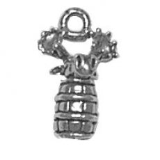 Charms. Sterling Silver, 8.8mm Width by 8.0mm Length by 13.6mm Height, Moose in Barrel Charm. Quantity Per Pack: 1 Piece.