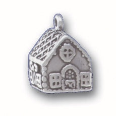 Charms. Sterling Silver, 11.3mm Width by 11.6mm Length by 14.9mm Height, Gingerbread House Charm. Quantity Per Pack: 1 Piece.