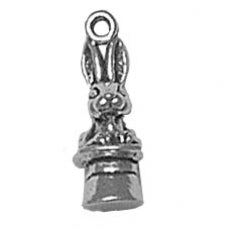 Charms. Sterling Silver, 7.2mm Width by 6.9mm Length by 17.6mm Height, Rabbit in a Hat Charm. Quantity Per Pack: 1 Piece.