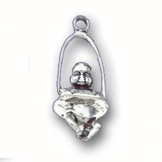 Charms. Sterling Silver, 10.3mm Width by 8.8mm Length by 25.6mm Height, Baby in Bouncy Swing Charm. Quantity Per Pack: 1 Piece.