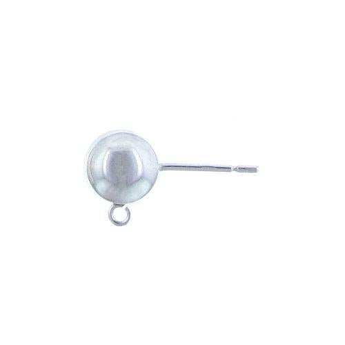 Ear Findings. Sterling Silver 8.0mm Ball Ear Post with 23.0 Guage 2.5mm Open Ring towards the bottom. Quantity Per Pack: 10 Pieces.