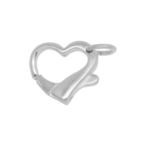 Clasps. Sterling Silver 16.2mm Width by 17.2mm Height by 4.2mm Length, Floating Heart Lobster Clasp With Open Ring. Quantity Per Pack: 3 Pieces.