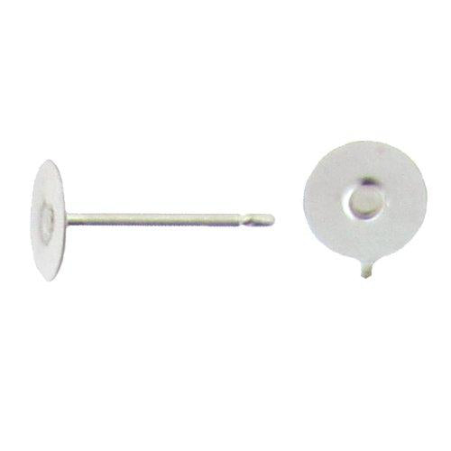 Ear Findings. Sterling Silver 6.0mm Flat Pad, Post Ear Ring. Quantity Per Pack: 20 Pieces.