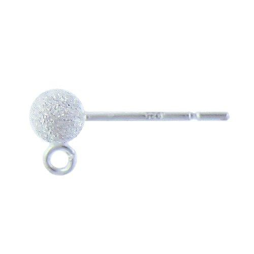 Ear Findings. Sterling Silver 4.0mm Stardust Ear Post with 2.4mm Open Ring towards the bottom. Quantity Per Pack: 20 Pieces.