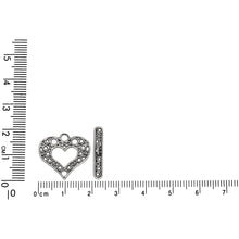 Load image into Gallery viewer, Sterling Silver, 19.6mm Width by 0.6mm Length by 18.4mm Height, Fancy Heart Toggle Clasp Ring and 20.9mm Width by 3.6mm Length, Fancy Toggle Clasp Bar. Quantity Per Pack: 1 Pair.
