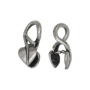 Sterling Silver, 5.8mm Width by 5.7mm Length by 14.2mm Height, Leaf Pinch Bail with 6.1mm Width by 2.0mm Length by 7.9mm Height, Sliding Bail at the top. Quantity per pack - 2 Pieces.