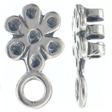 Load image into Gallery viewer, Sterling Silver, 6.8mm Width by 3.5mm Length by 12.2mm Height, Fancy Flower Leather End Cap With 4.3mm Fix Ring. Quantity Per Pack: 4 Pieces.
