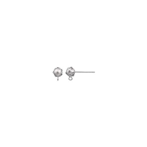 Ear Findings. Sterling Silver Satin Finish 5.8mm Matte Post Ear Ring with 15 Crystals all around and 2.4mm Open Ring towards the bottom. Quantity Per Pack: 4 Pieces.