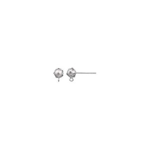 Ear Findings. Sterling Silver Satin Finish 5.8mm Matte Post Ear Ring with 15 Crystals all around and 2.4mm Open Ring towards the bottom. Quantity Per Pack: 4 Pieces.