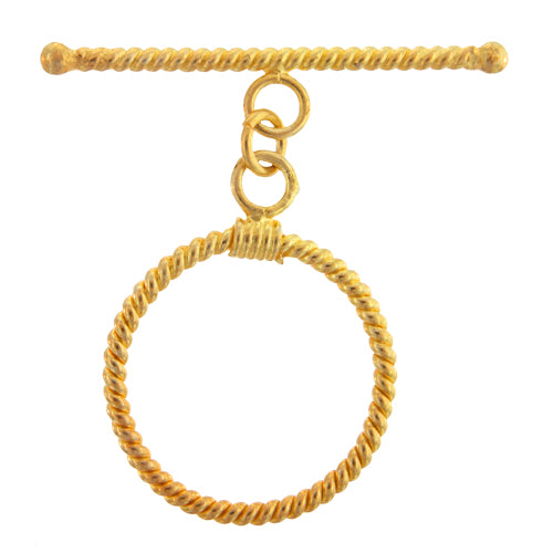 Sterling Silver Gold Plated, 28.6mm Width by 35.8mm Height, Fancy Twisted Round Toggle Clasp Ring and 44.9mm Width, Fancy Twisted Toggle Clasp Bar.Quantity Per Pack: 1 Pair.