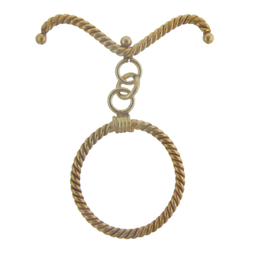 Sterling Silver Gold Plated, 26.8mm Width by 35.5mm Height, Fancy Twisted Round Toggle Clasp Ring and 41.7mm Width, Fancy Twisted Bent Toggle Clasp Bar. Quantity Per Pack: 1 Pair.