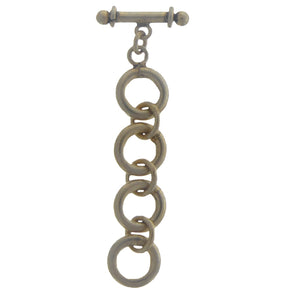 Sterling Silver Gold Plated / Vermiel, 7.9mm Width by 1.7mm Length by 7.8mm Height, Round Toggle Clasp Four Rings and 13.5mm Width by 3.2mm Length, Fancy Toggle Clasp Bar. Quantity Per Pack: 1 Pair.