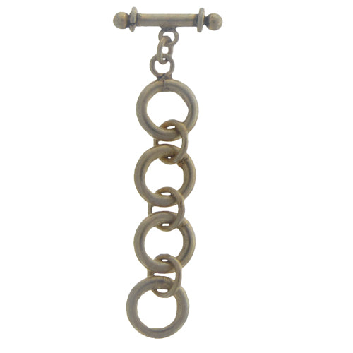 Sterling Silver Gold Plated / Vermiel, 7.9mm Width by 1.7mm Length by 7.8mm Height, Round Toggle Clasp Four Rings and 13.5mm Width by 3.2mm Length, Fancy Toggle Clasp Bar. Quantity Per Pack: 1 Pair.