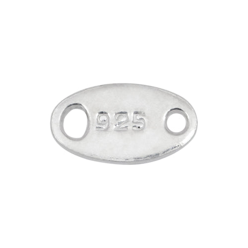 Tags. Sterling Silver 3.9mm by 7.0mm, Two hole Tag With 925 Stamp. Quantity Per Pack: 50 Pieces.