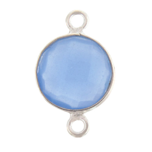 Stone Connectors & Drops. Sterling Silver 11.00mm Width / Length, Lapis Stone, Round Connector with 3.30mm Closed Ring on each side. Quantity Per Pack: 1 Piece.