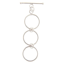 Load image into Gallery viewer, Sterling Silver 9.5mm Width / Length, Plain Circle Toggle Clasp Ring with Two 9.5mm Extender Links, and 1.1mm Width by 18.4mm Length, Plain Toggle Clasp Bar. Quantity Per Pack: 1 Pair.
