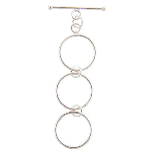 Sterling Silver 9.5mm Width / Length, Plain Circle Toggle Clasp Ring with Two 9.5mm Extender Links, and 1.1mm Width by 18.4mm Length, Plain Toggle Clasp Bar. Quantity Per Pack: 1 Pair.