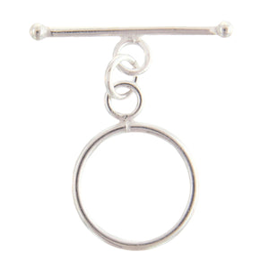 Sterling Silver, 14.0mm Width by 1.3mm Length by 18.5mm Height, Plain Round Toggle Clasp Ring and 21.9mm Width by 2.0mm Length, Plain Toggle Clasp Bar. Quantity Per Pack: 1 Pair.