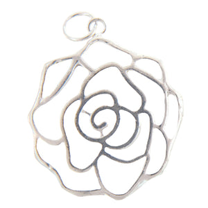 Sterling Silver, 24.4mm Width by 5.2mm Length by 29.1mm Height, Rose Charm. Quantity Per Pack: 1 Piece.