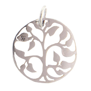 Sterling Silver, 19.2mm Width by 1.0mm Length by 19.2mm Height, Tree Charm. Quantity Per Pack: 1 Piece.