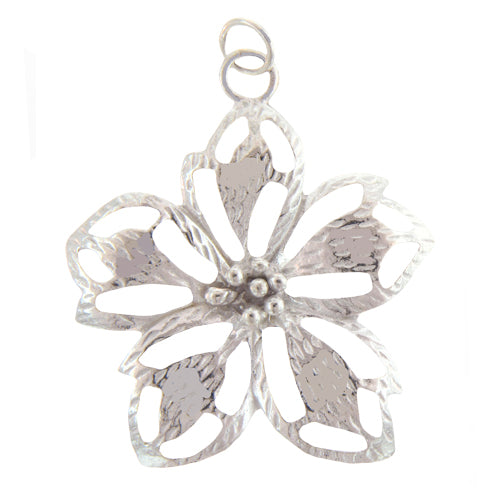 Sterling Silver, 42.0mm Width by 5.3mm Length by 47.5mm Height, Jasmine Flower Charm. Quantity Per Pack: 1 Piece.