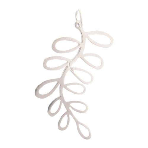 Sterling Silver, 18.0mm Width by 1.0mm Length by 39.8mm Height, Leaves Charm. Quantity Per Pack: 1 Piece.