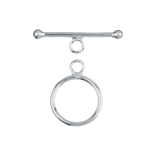 Sterling Silver, 10.0mm Width by 1.4mm Length by 14.1mm Height, Plain Round Toggle Clasp Ring and 17.7mm Width by 2.2mm Length, Plain Toggle Clasp Bar. Quantity Per Pack: 1 Pair.