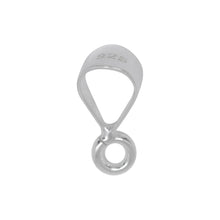 Load image into Gallery viewer, Bails. Sterling Silver 4.4mm Width by 12.0mm Height, Sliding Bail with 18.0 Gauge 4.0mm Open Ring at the bottom. Quantity per pack - 10 Pieces.
