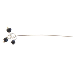 Sterling Silver, 23.0 Gauge, 2.0 Inch Black Spinel Stone Dangle Pin. Quantity Per Pack: 10 Pieces.