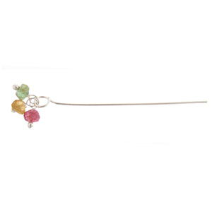 Sterling Silver, 23.0 Gauge, 2.0 Inch Tourmaline Stone Dangle Pin. Quantity Per Pack: 10 Pieces.