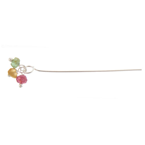 Sterling Silver, 23.0 Gauge, 2.0 Inch Tourmaline Stone Dangle Pin. Quantity Per Pack: 10 Pieces.