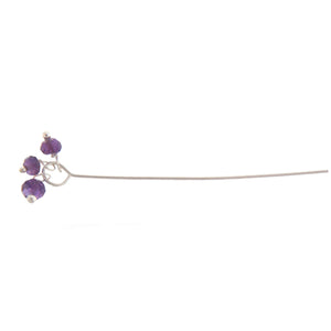 Sterling Silver, 23.0 Gauge, 2.0 Inch Amethyst Stone Dangle Pin. Quantity Per Pack: 10 Pieces.