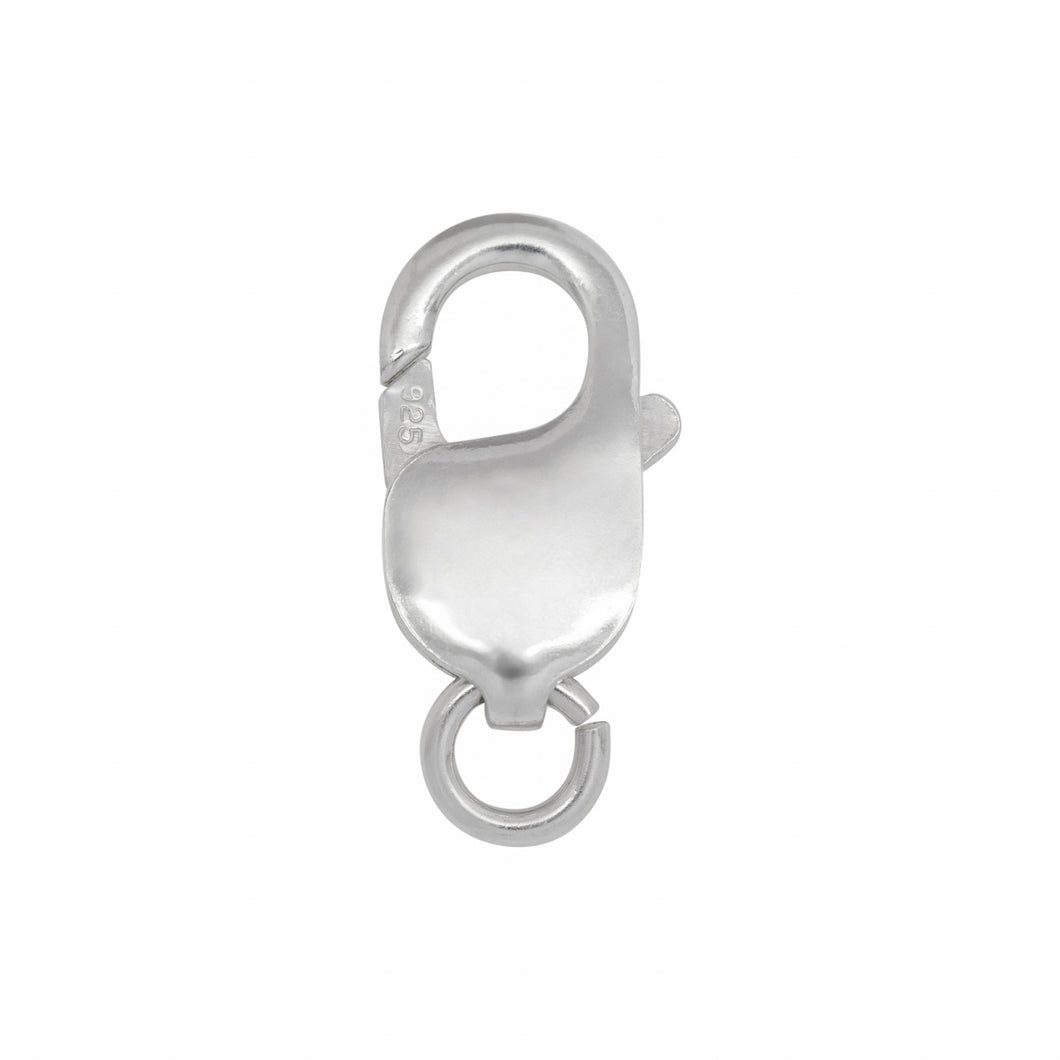 Clasps. Sterling Silver 9.1mm Width by 18.1mm Height by 4.0mm Length, Straight Lobster Clasp With 6.6mm Open Ring. Quantity Per Pack: 5 Pieces.