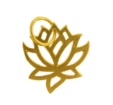 Load image into Gallery viewer, Sterling Silver Gold Plated / Vermeil, 15.5mm Width by 0.9mm Length by 16.3mm Height, Lotus Charm. Quantity Per Pack: 1 Piece.
