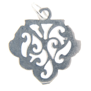 Sterling Silver, 19.5mm Width by 0.71mm Length by 17.8mm Height, Filigree Leaf Charm with 19.0 Gauge Close Ring attached to Fixed Ring at the Top. Quantity Per Pack: 1 Piece.