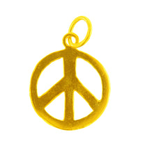 Load image into Gallery viewer, Sterling Silver Gold Plated / Vermeil, 14.2mm Width by 0.7mm Length by 16.8mm Height, Peace Charm. Quantity Per Pack: 1 Piece.
