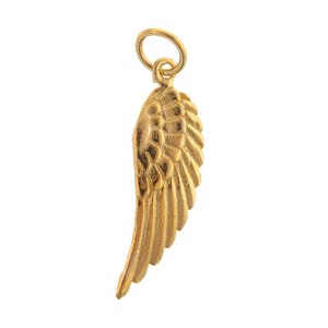 Sterling Silver Gold Plated / Vermeil, 7.9mm Width by 2.5mm Length by 25.7mm Height, Wing Charm. Quantity Per Pack: 1 Piece.