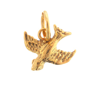 Sterling Silver Gold Plated / Vermeil, 10.0mm Width by 2.4mm Length by 10.7mm Height, Sparrow Charm. Quantity Per Pack: 1 Piece.