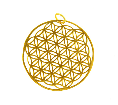 Sterling Silver Gold Plated / Vermeil, 31.5mm Width by 1.0mm Length by 31.5mm Height, Flower of Life Charm. Quantity Per Pack: 1 Piece.