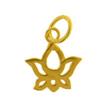 Load image into Gallery viewer, Sterling Silver Gold Plated / Vermeil, 11.0mm Width by 0.8mm Length by 13.1mm Height, Lotus Charm. Quantity Per Pack: 1 Piece.
