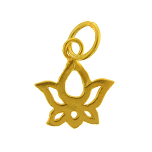 Sterling Silver Gold Plated / Vermeil, 11.0mm Width by 0.8mm Length by 13.1mm Height, Lotus Charm. Quantity Per Pack: 1 Piece.